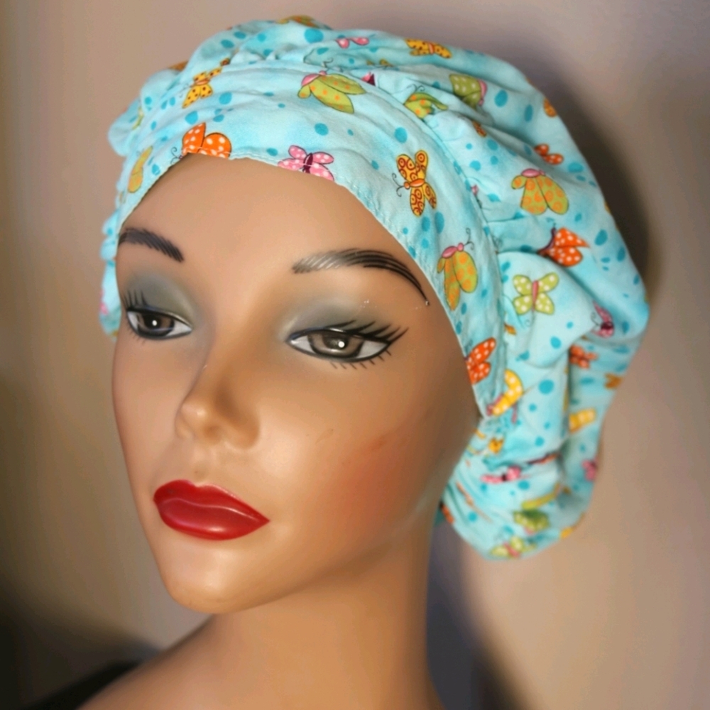 Spring Butterflies Bouffant Scrub Hat